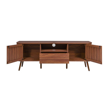 Damien 70 in. Farmhouse Curved TV Stand with Drawer and Storage Doors Fits TVs up to 75 in. with Cable Management - JONATHAN Y
